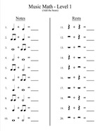 Music Rhythm Math Worksheet