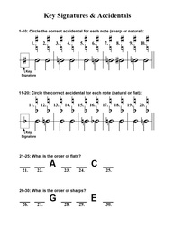 Key Signature Accidentals Music Worksheet