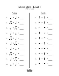 Music Rhythm Math 1 Worksheet
